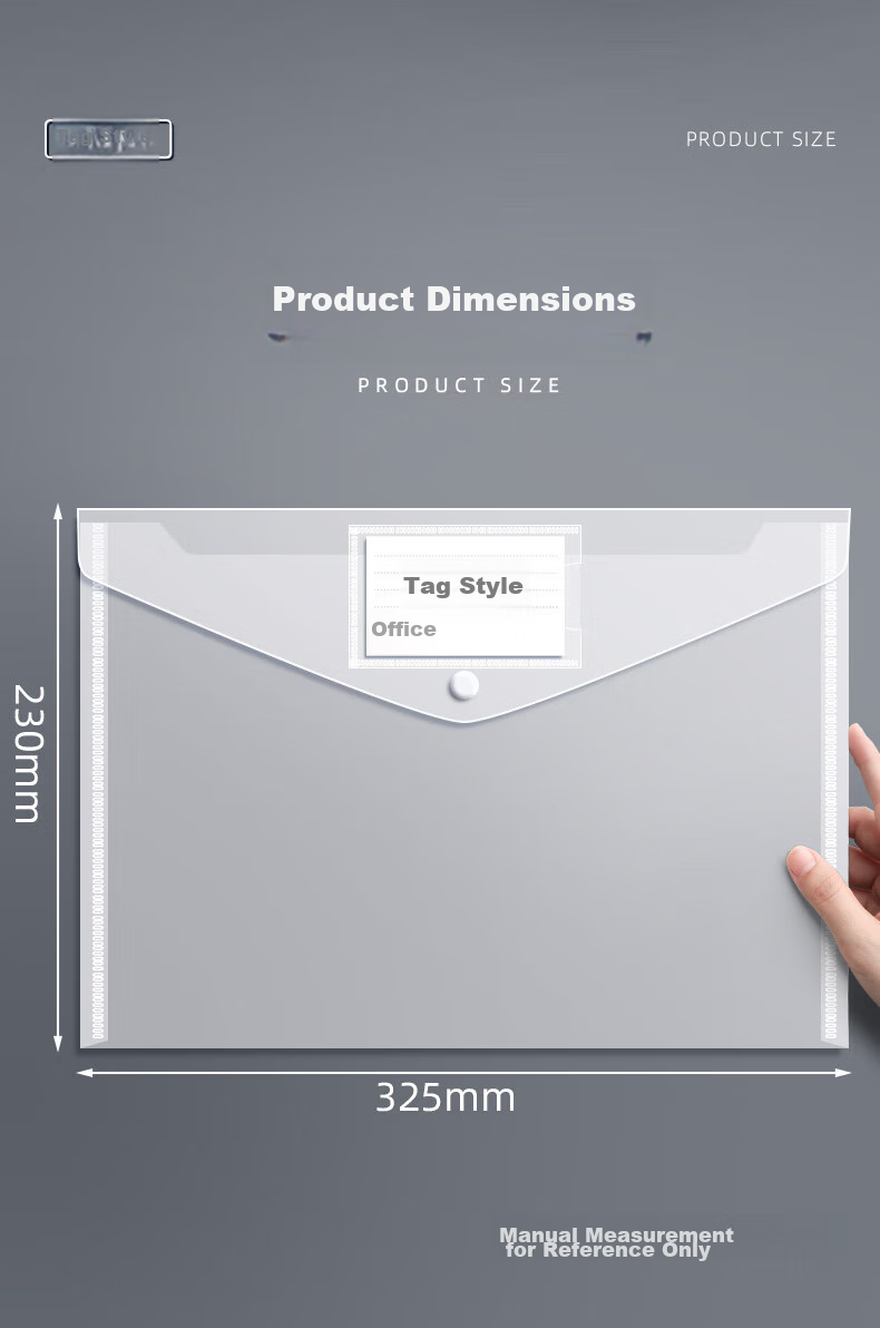 Jianfan A4 Transparent Label File Folders/50 Pieces, Document Folders with Button Closure, Waterproof Plastic File Holders, Exam Paper Storage Bags, Subject Classification Office Supplies 10