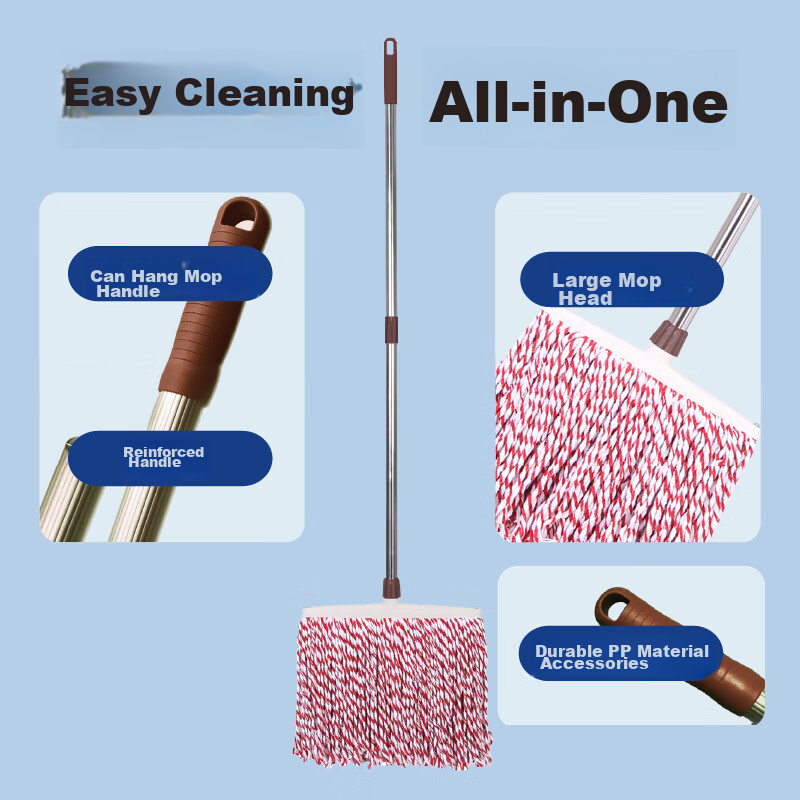 CIRY Cotton Yarn Mop, 40CM Mop Head, Flat Dust Pusher, for Hotels, Schools, Supermarkets, Property Management, Sponge And Cotton, Car Washing, Floor Mopping