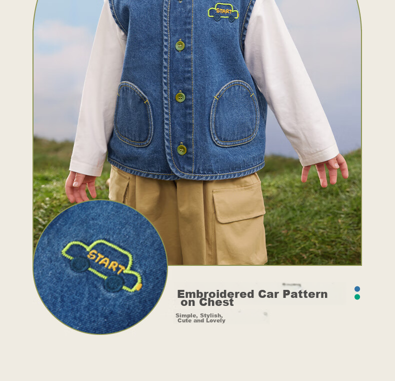 Ciciibear Boys' Denim Vest, Children's Spring And Autumn Outerwear, 2024 New Style Vest, Baby Waistcoat, Denim Vest, Trendy 5