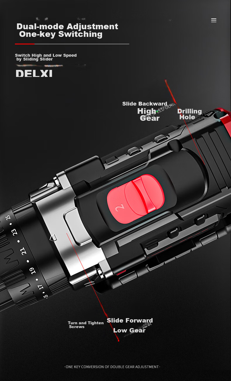 DeliXidianqi 21V Brushless Electric Drill, Rechargeable Lithium Impact Drill, Multifunctional Household Electric Drill, Household Electric Screwdriver, 4.0 12