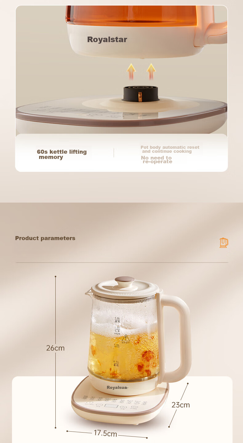 Royalstar Pure Titanium Health Kettle Constant Temperature Electric Water Boiler Office Home Tea Kettle Fully Automatic Insulated Integrated Flower Tea Kettle Latest Model YSH8086(Ti) 19