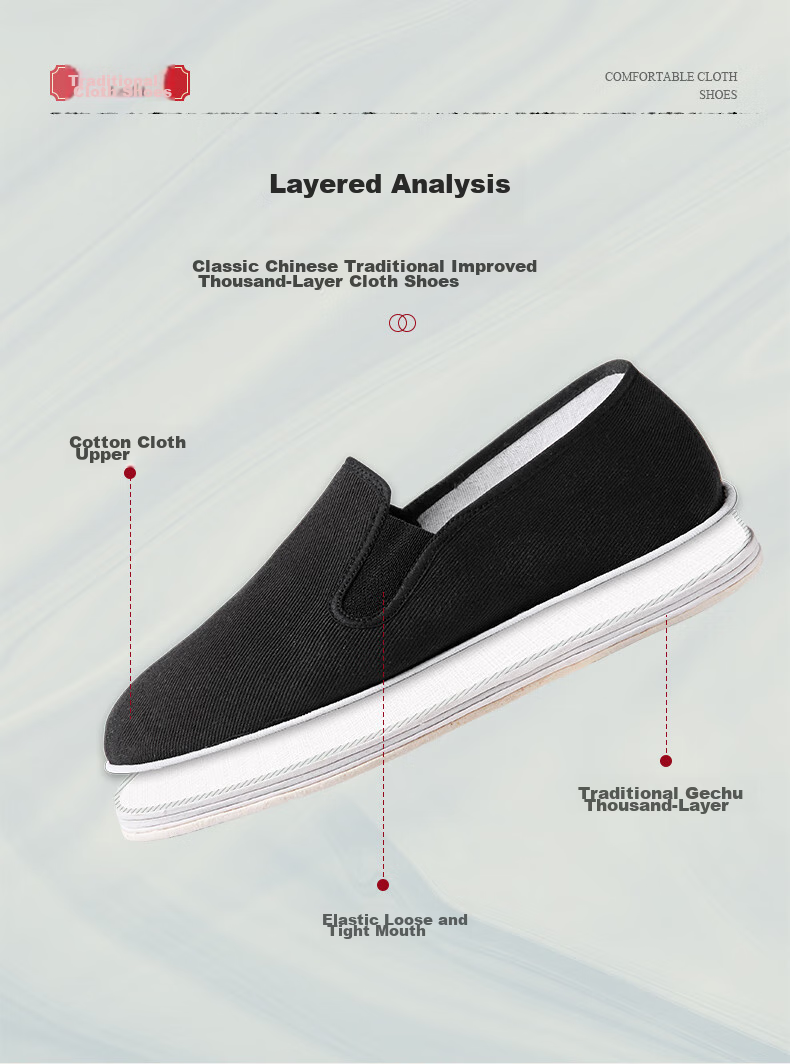 Weizhi Old Beijing Cloth Shoes for Men, Thousand-Layer Sole Cloth Shoes, Slip-On Chinese-Style Dad Shoes for Middle-Aged And Elderly, WZ6003 4