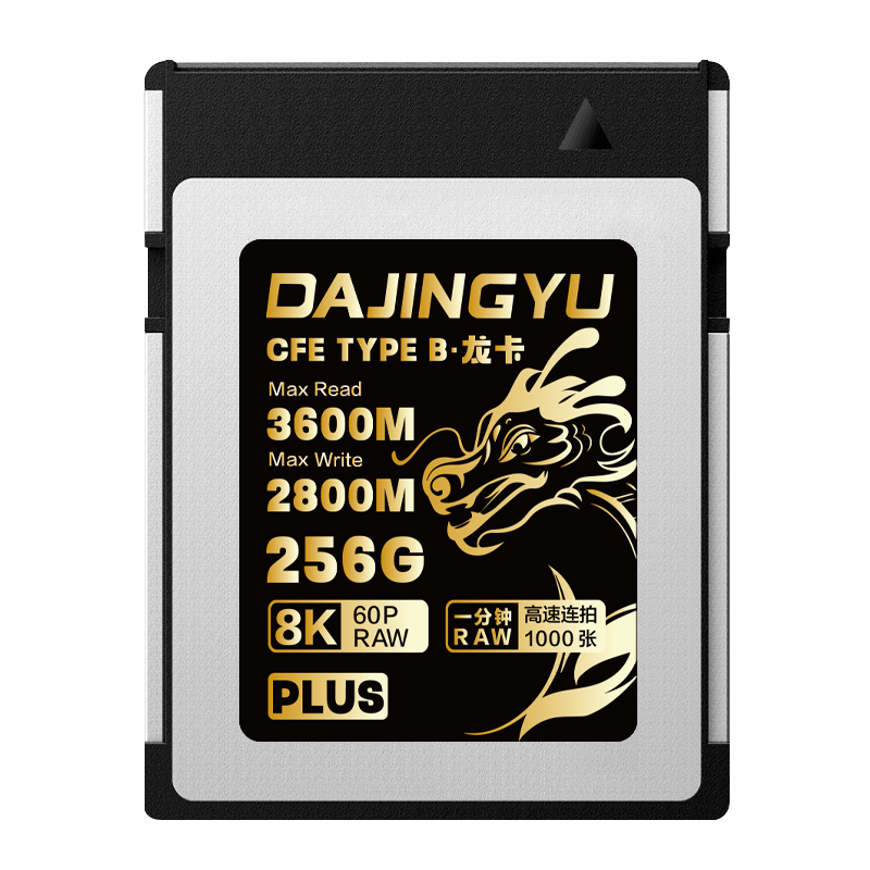 DAJINGYU Da Jingyu 256GB CFExpress Type B Storage Card, CFE B High-Speed Memory Card, Read Speed 3600MB, Compatible with Fuji, Canon, Nikon, Panasonic, 8K Ultra HD Recording