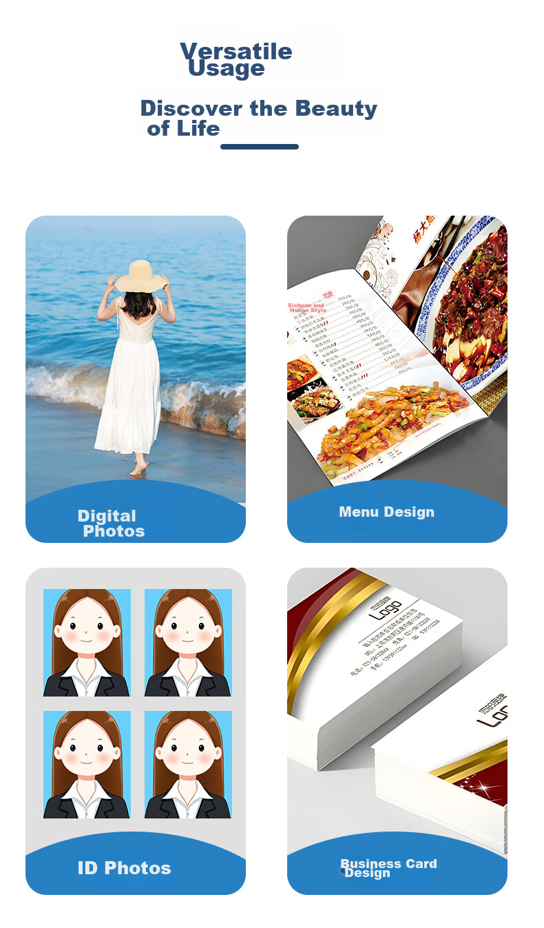 Youbili High-Definition Photo Printing Paper 240g, Photo Paper 7-Inch Color Inkjet Photo Paper 5R, 50 Sheets/Pack, 7153 9