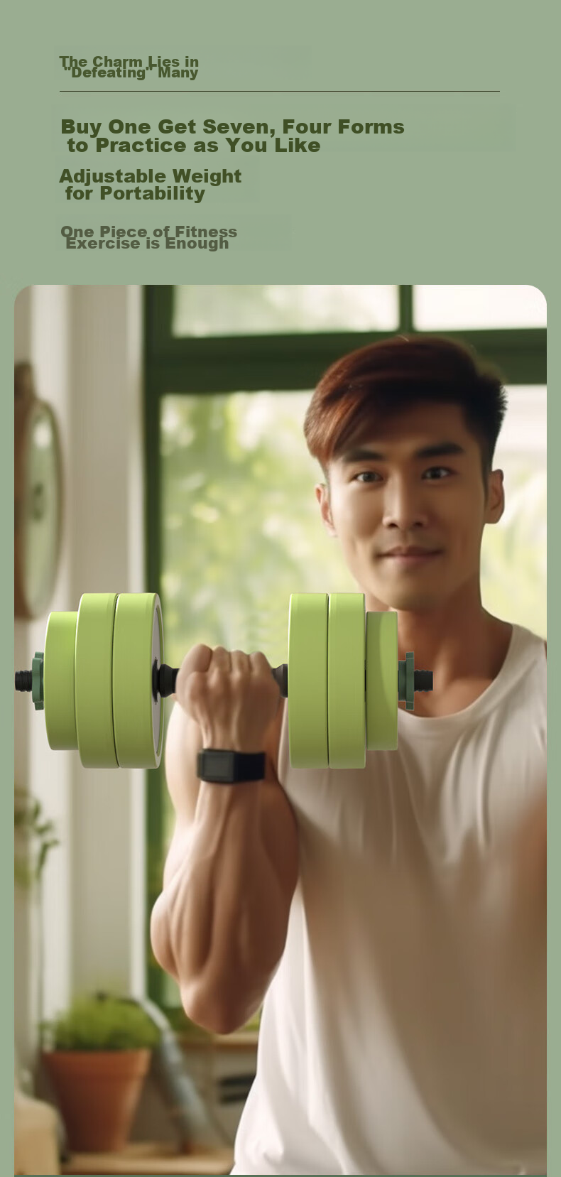 HEAD Dumbbell And Barbell Combination Set for Men, Fitness Equipment with Rubber Coating, Adjustable And Detachable, 20kg Pair 5