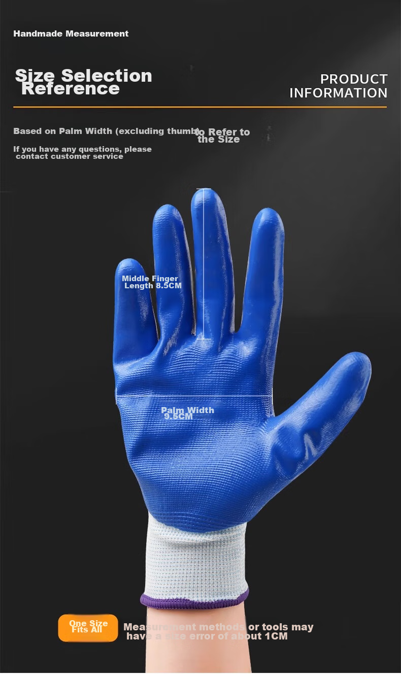 Jiansi Nitrile Rubber Work Gloves, 6 Pairs, One Size Fits All, Non-Slip, Thickened, for Construction Work, Planting, Weeding, And Gardening Protectio 10