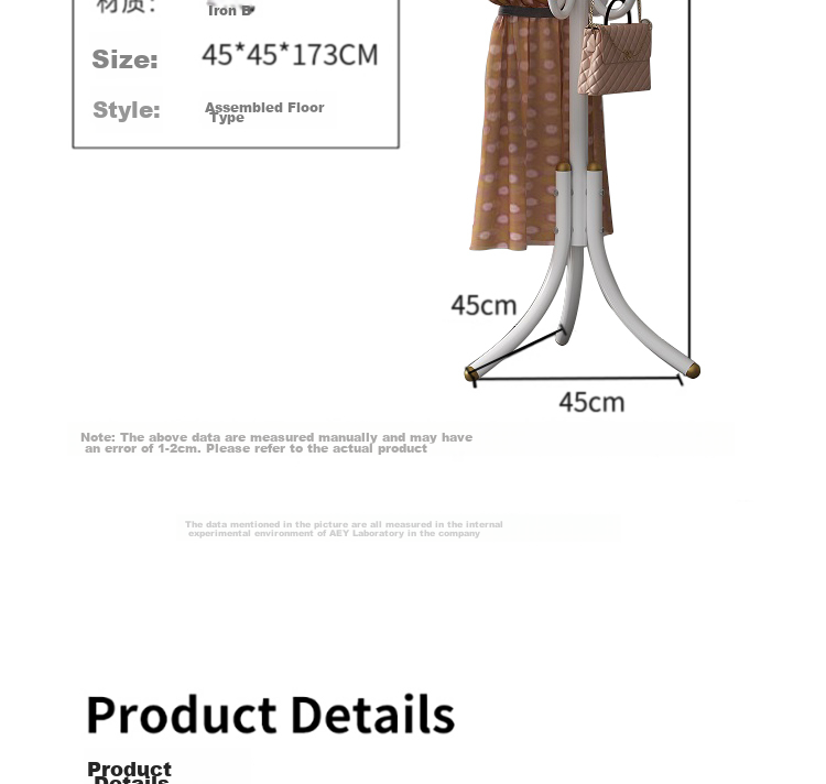 Anerya Iron Coat Rack, Floor-Standing Bedroom Clothes Hanger, Simple Indoor Multi-Hook Garment Stand, Luxury White Versio 10