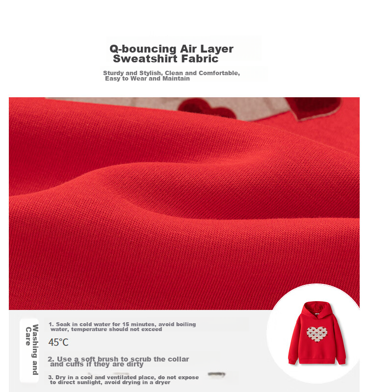 BALABALA Children's Clothing, Girls' Long-Sleeve Sweatshirt, Spring New Style Hooded Heart Top, Loose-Fitting Base Layer for Older Girls 2