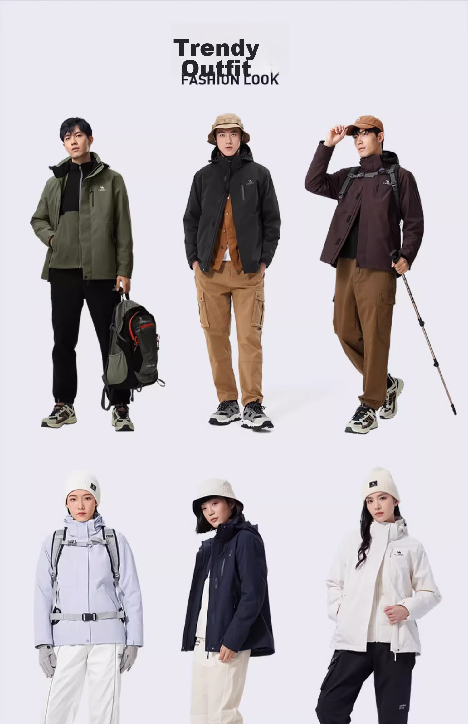 CAMEL Outdoor 3-in-1 Detachable Waterproof Cold-Resistant Mountaineering Jacket O611 for Men and Women 12