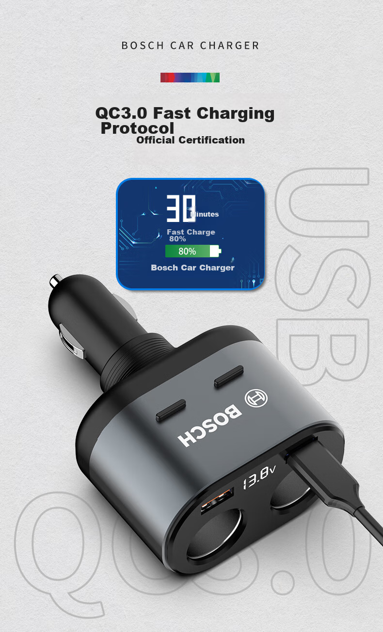 BOSCH PS700 Car Charger, Multi-Functional Car Cigarette Lighter Adapter, USB Car Charger with Fast Charging Functio 4