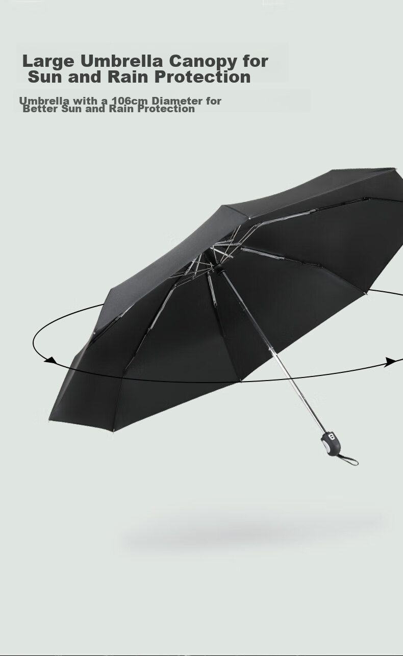 MAMORU Fully Automatic Four-Fold Umbrella, Water-Resistant And Windproof, Essential for Two-Person Travel, Lightweight Folding Umbrella, Men's Business Umbrella, Black 5