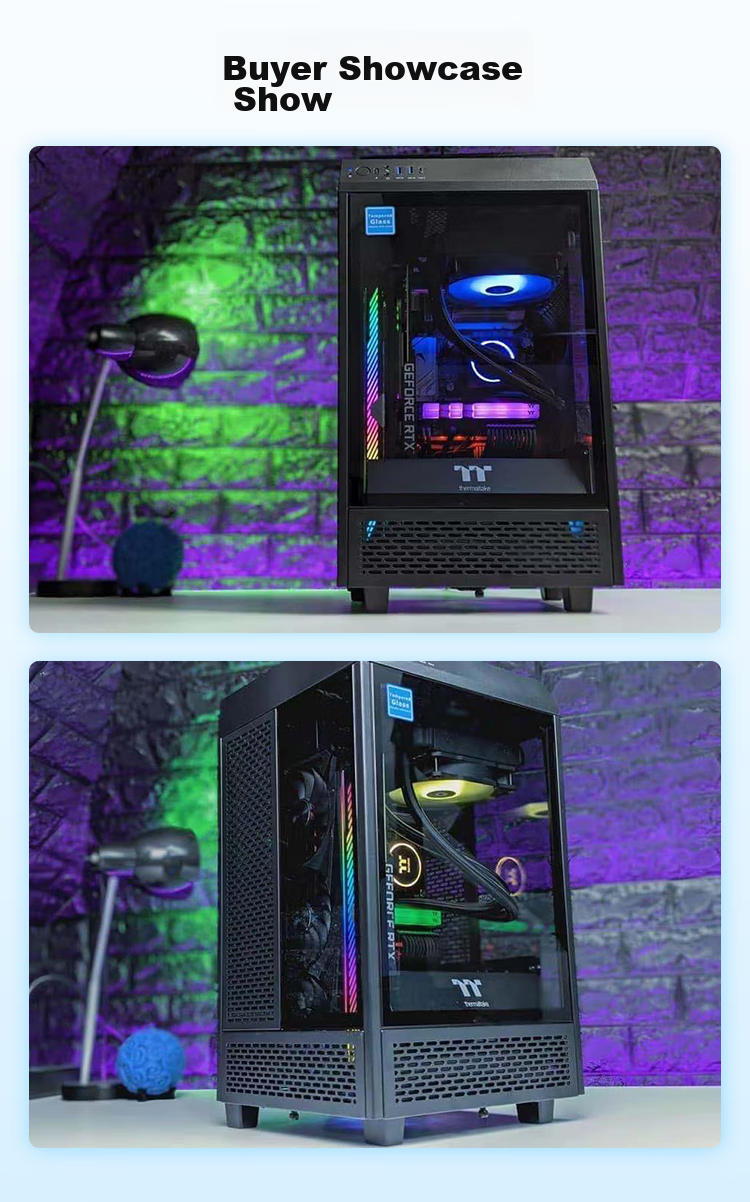 Thermaltake (Tt) The Tower 300 Seaside View Case, Computer Tower, Black (Matx Motherboard / Supports 420mm Water Cooling / 4090 Graphics Card / Horizontal Lying) 13