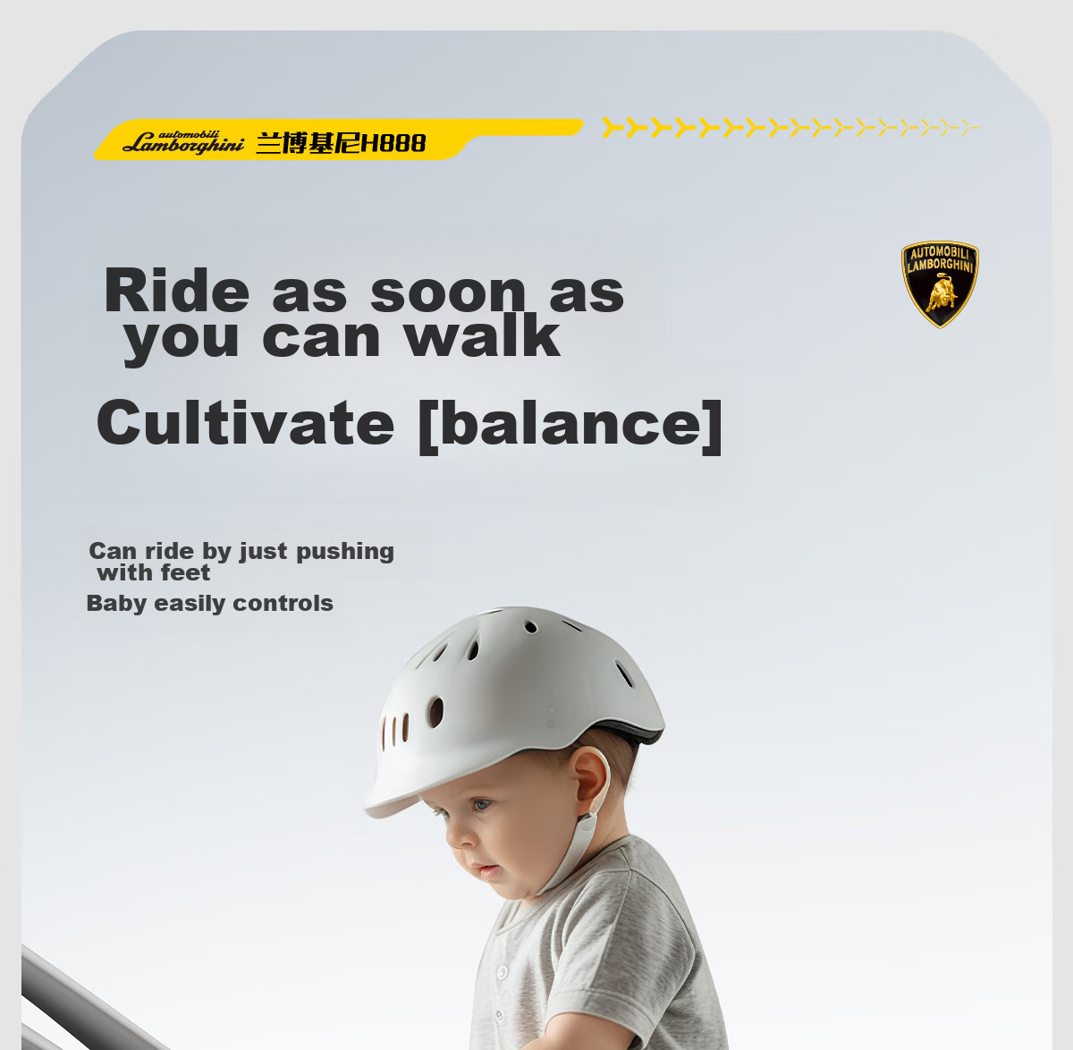 AUTOMOBILI LAMBORGHINI Children's Balance Bike for Ages 1-3, Anti-Rollover Baby Toy, National Day Birthday First Birthday Gift, Gliding Walker 6