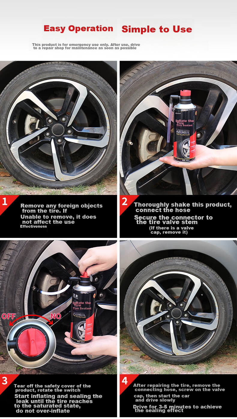 Jimu Metal Tire Repair Tool Kit for Cars, Motorcycles And Electric Bicycles, Emergency Quick Repair Device for Tubeless Tires 9