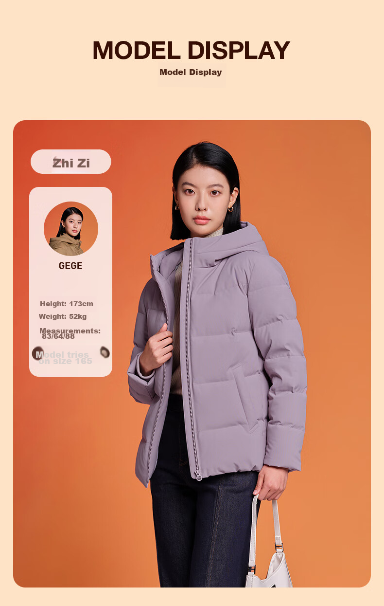 Tanboer Women's Short down Jacket, Autumn And Winter Hooded Loose Warm Coat, Thick TD236356, Zhiban Purple, Size 170 21