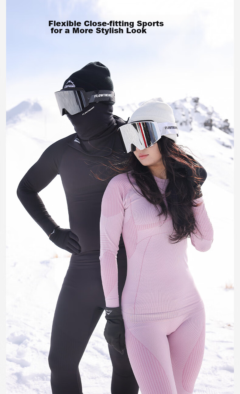Flow Theory Ski Quick-Dry Clothing Set, Outdoor Snow Protection Thermal Underwear, Hiking Sports Style Autumn Top And Pants, Black Gold, M 3
