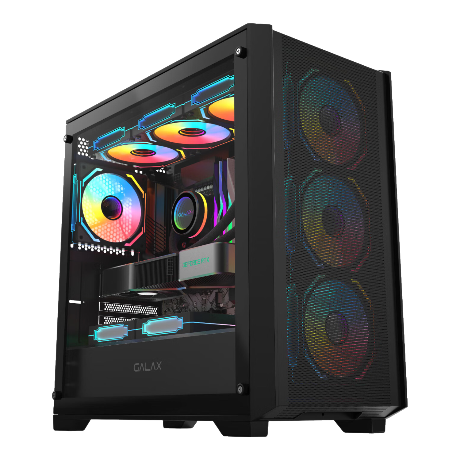 GALAX Voyager Gaming Office Desktop Computer Case (M-ATX Motherboard/Full Mesh Panel/Supports 360mm Water Cooling/Compatible with Long Graphics Cards/11 Fan Slots)