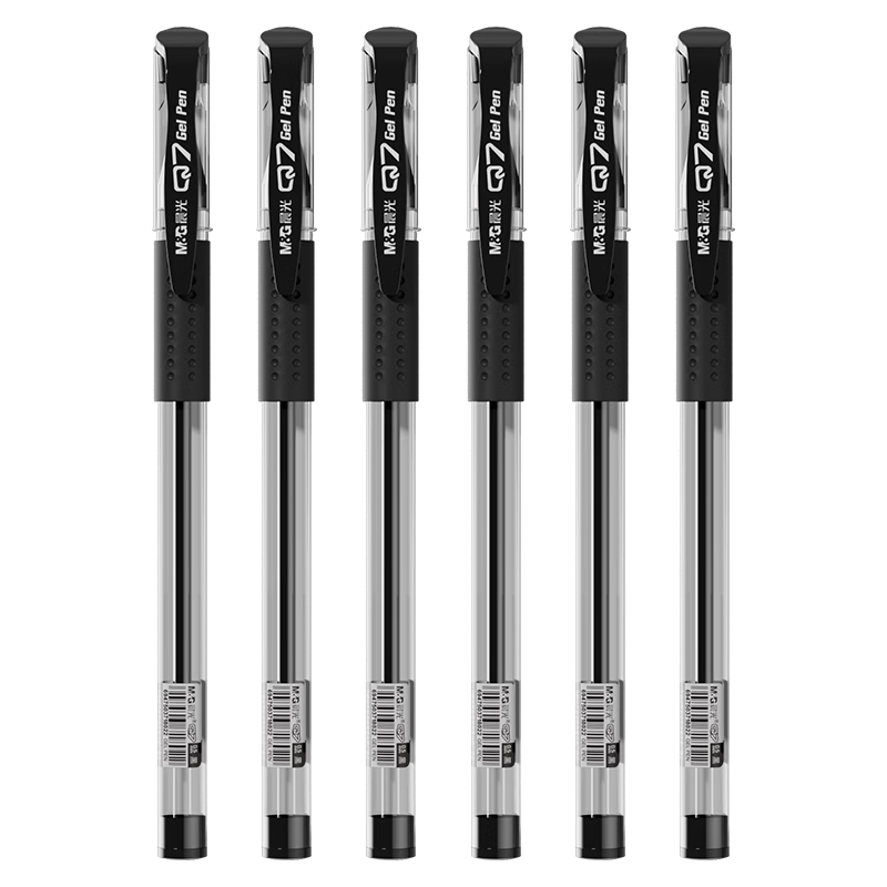 M&G (M&G) Stationery Q7, Retractable Gel Pen for Students, 0.7mm Black Ink, Signature Pen, Business Bullet Tip, Exam Pen, Office Supplies, Black, 12 Pens/Box