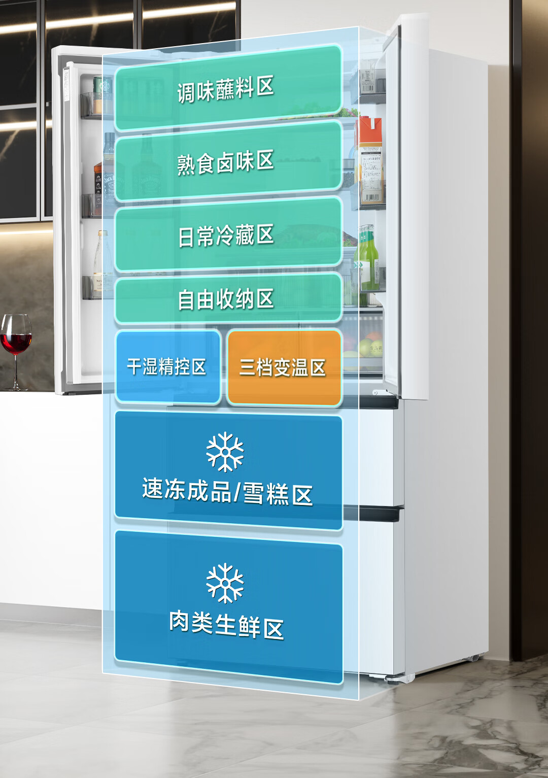 双循环零串味:海信 525L 双系统法式多门冰箱 2522 元 6 期免息购