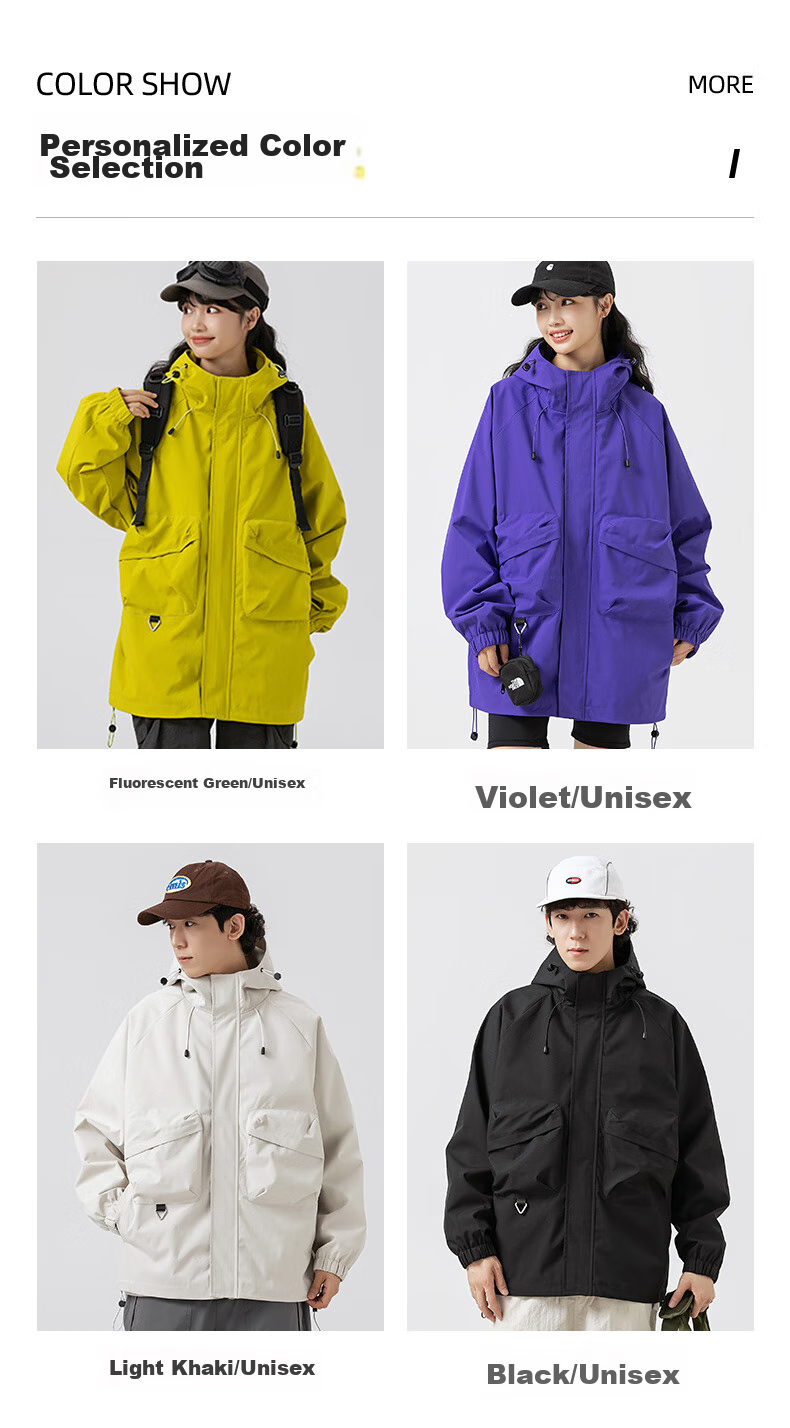 Dingfengbaoluo Outdoor Hiking Windbreaker Jacket for Men, Spring Loose Fit Windproof Casual Coat MYY740 Black Size M 7