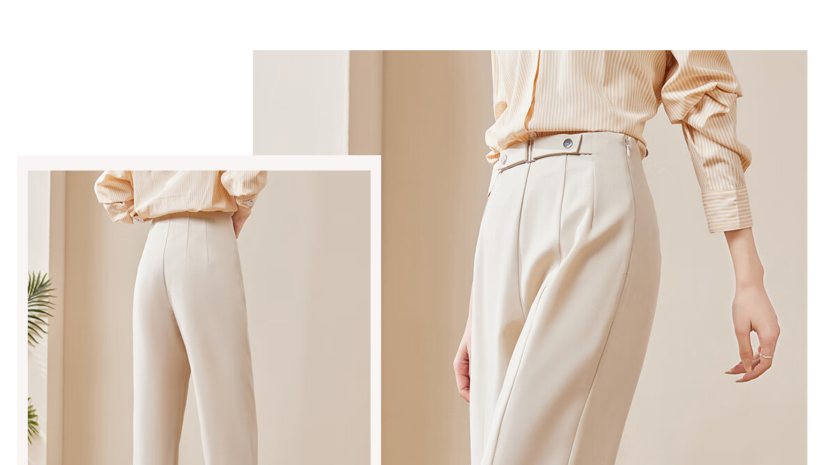 Chushen Spring Autumn Women's Casual Pants with Designer Belt High Waist Straight Slim Fit Cropped Harem Pants S13KK2517 18