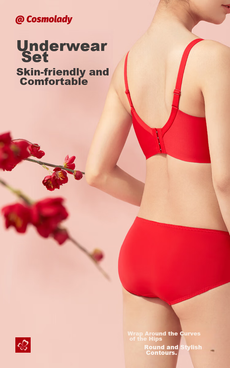 Urban Beauty Women's New Year Red Bra Set No Steel Ring Push-Up Sexy Lace Set 3BHG06 9