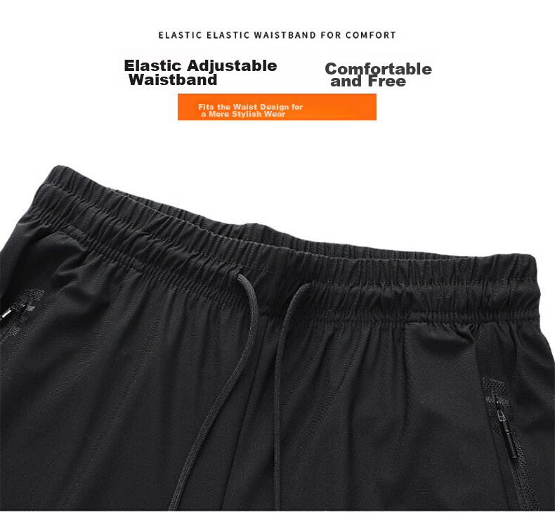 JEEP SPIRIT Men's Casual Pants, Summer Ice Silk Trousers, Outdoor Sports Pants, Versatile Elastic Quick-Dry, Black Straight Leg, 4XL 12