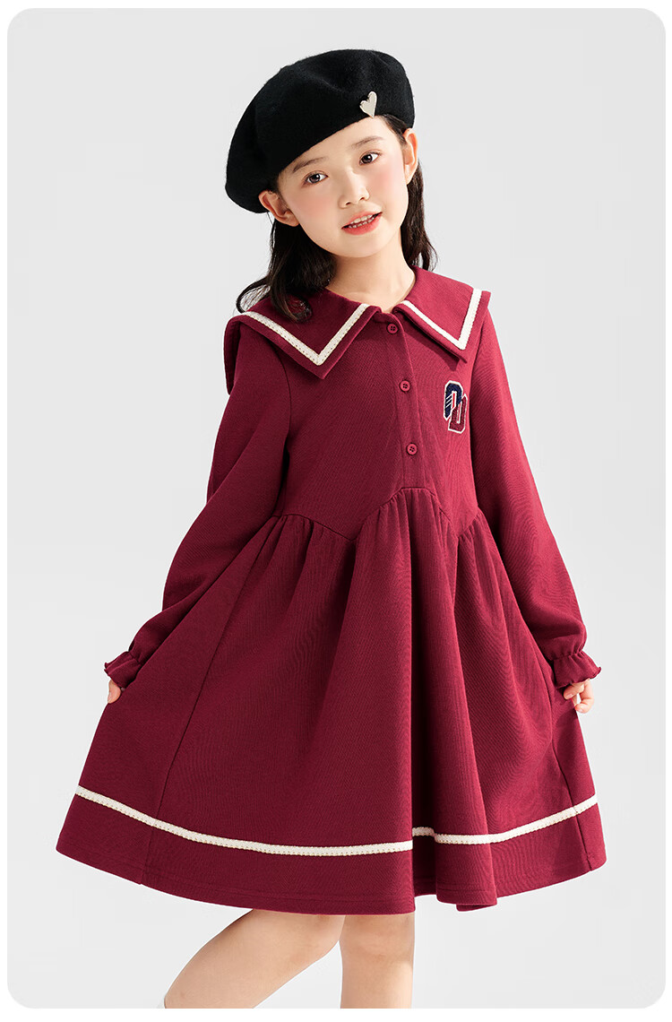QQ DUCK Girls' Dress, Children's Preppy Style Holiday Outfit, Student JK Navy Dress, Big Kids' Clothing 1