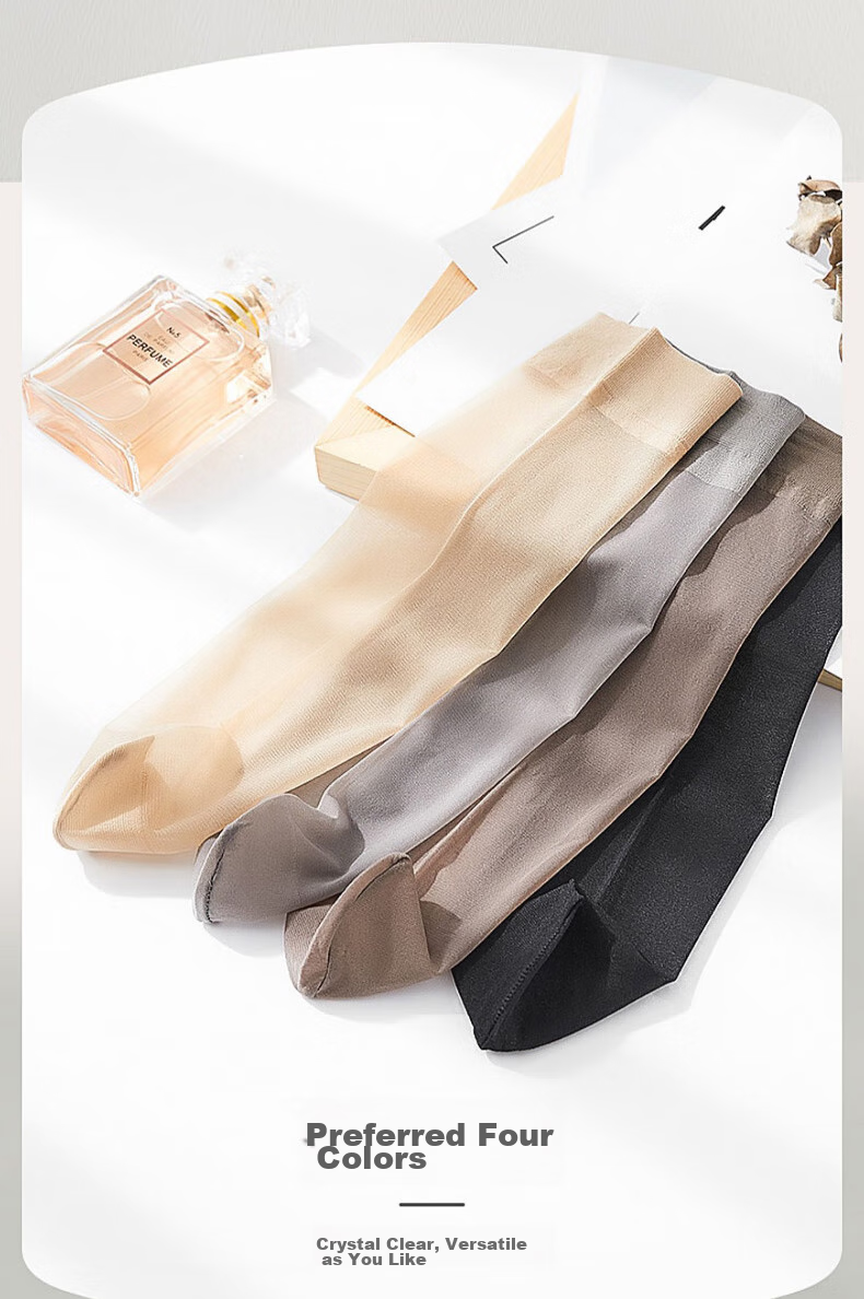 LangSha Women's Summer Ultra-Thin Transparent Stockings, Crystal Silk Short Socks for Ladies, 20 Pairs Pack, Black 9