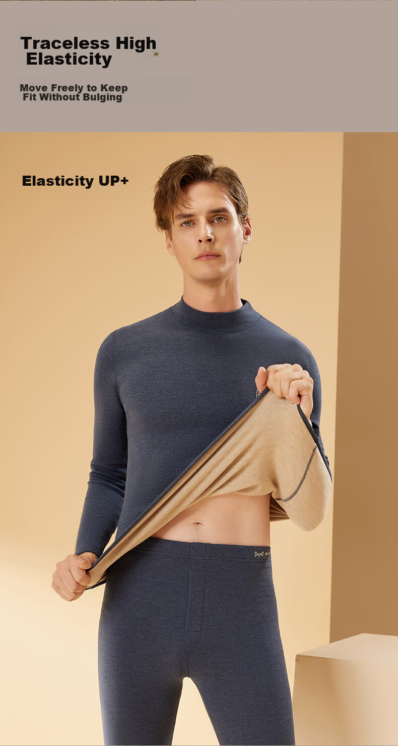 MiiOW [Goose down And Silk] 2026 New Thermal Underwear for Men, German Goose Down Heating Thickened Autumn Top And Bottom Set Base Layer 13