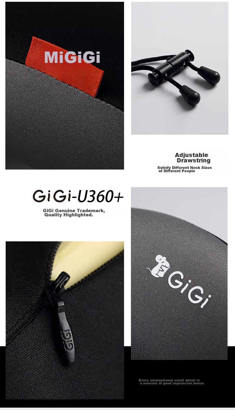 GiGi U-Shaped Neck Pillow, Memory Foam Travel Pillow for Airplane And Car, Nap Pillow, Cushion, Gray 13
