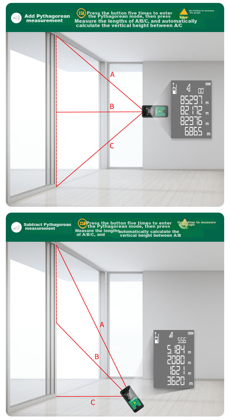 Shida SATA Laser Rangefinder, Handheld Infrared Measuring Ruler, High-Precision Electronic Room Measuring Instrument, D05905A 16