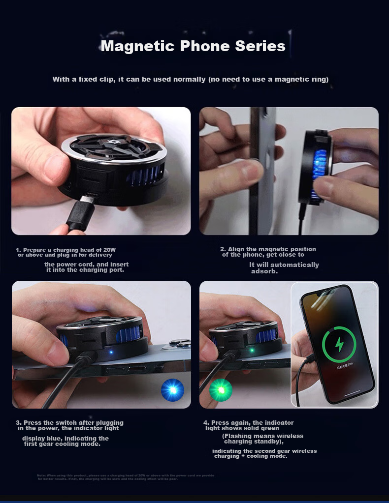 Canghua Wireless Charging Magnetic Heat Dissipation Cooling Phone Stand with Temperature Display for Apple, Honor, Black Shark, Red Magic, IQOO, Xiaomi, Vivo, OnePlus 15