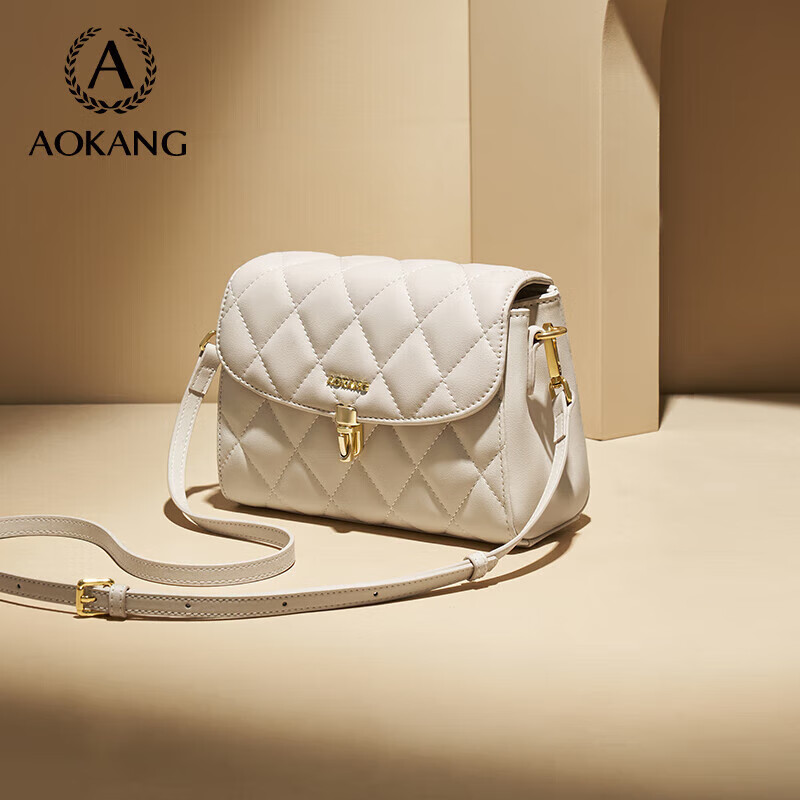 Aokang Women's Handbag, Cowhide Leather, Trendy Diamond Pattern Chain Bag, Light Luxury Crossbody Shoulder Bag, Birthday And 520 Gift for Girlfriend Or Wife