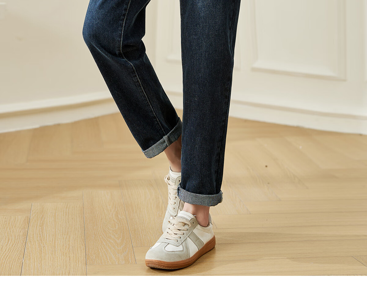 Chushen Women's High-Waisted Jeans, Two-Button Vintage Slim-Fit Straight-Leg Trousers, S143N1005 13
