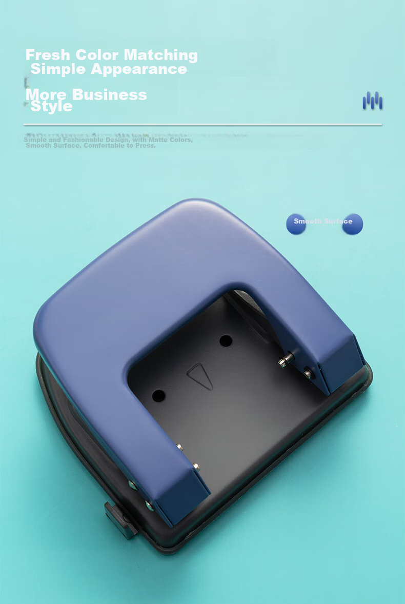 M&G Medium-Sized 35-Page Hole Puncher, Portable Double-Hole Puncher, Hole Diameter 7mm/Spacing 80mm (With Ruler), Blue Single Pack ABS92648, Back-To Essential 1