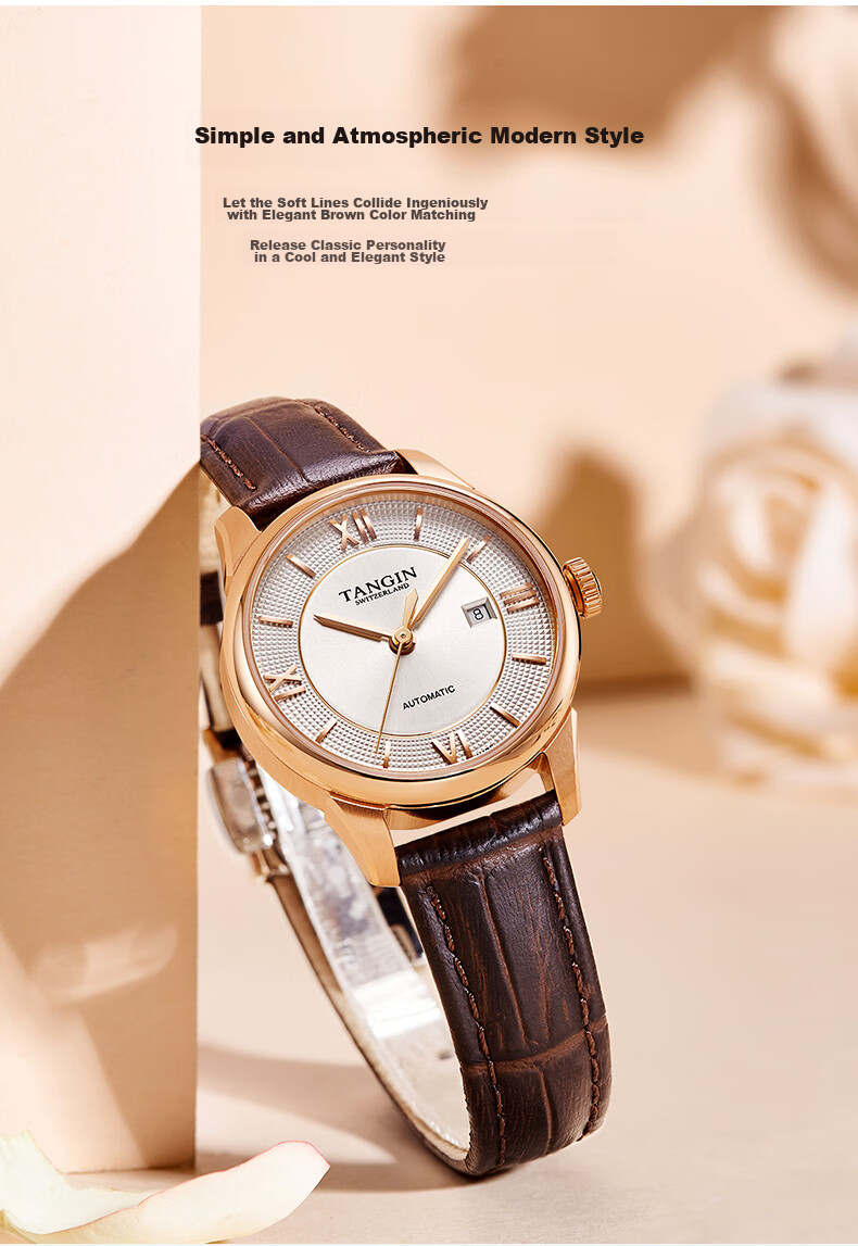 TANGIN Ladies' Watch, Fully Automatic Mechanical Women's Watch, Fashionable Diamond-Studded Elegant Timepiece, Birthday Gift for Wome 12