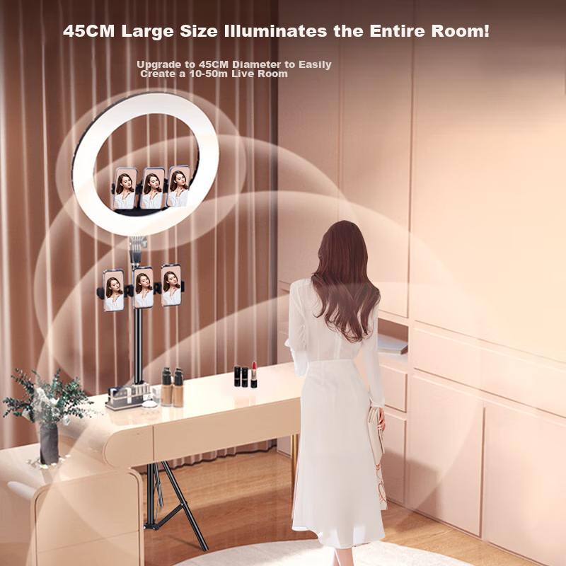 LATZZ 45cm Live Streaming Fill Light, LED Ring Photography Light, Dual Color Temperature Beauty Light, Large Aperture Soft Light, Popular Streamer Special, Outdoor Camera Phone Live Streaming Studio Lighting