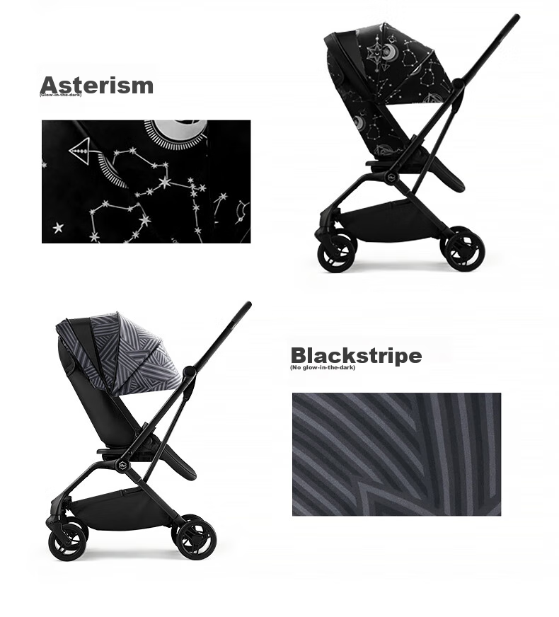 HBR Stroller with Reversible High View, Newborn Carriage, Can Sit And Lie Down, M360 Luminous, Black And White Checkered Patter 28
