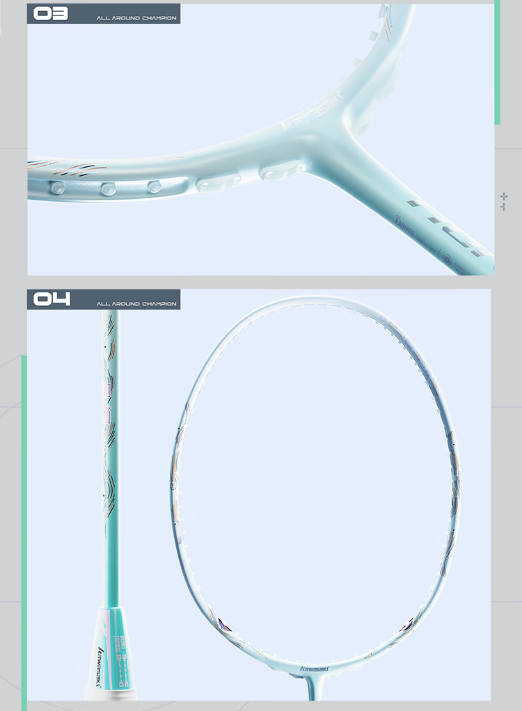 Kawasaki Badminton Racket, Full Carbon Single Racket, Ultra-Light Professional Durable Model, Glory Starry Sky Jingtianlan (Pre-Strung) 15