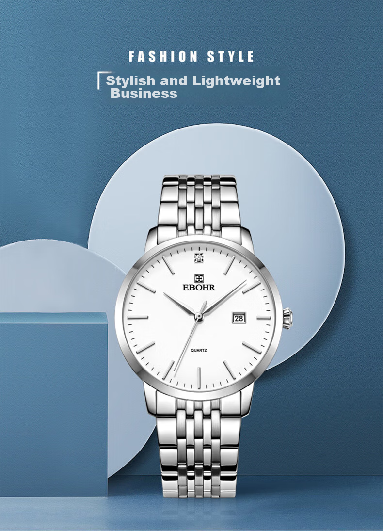 EBOHR Men's Watch, Master Series Simple Steel Strap Quartz Men's Watch, Birthday Mid-Autumn Festival Gift 50290413 1