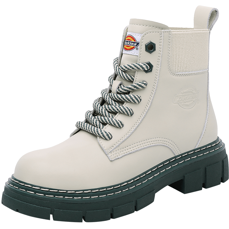 Dickies Women's Martin Boots, Fashionable Versatile Work Boots, High-Top Lace-Up Women's Boots, Beige, Size 36