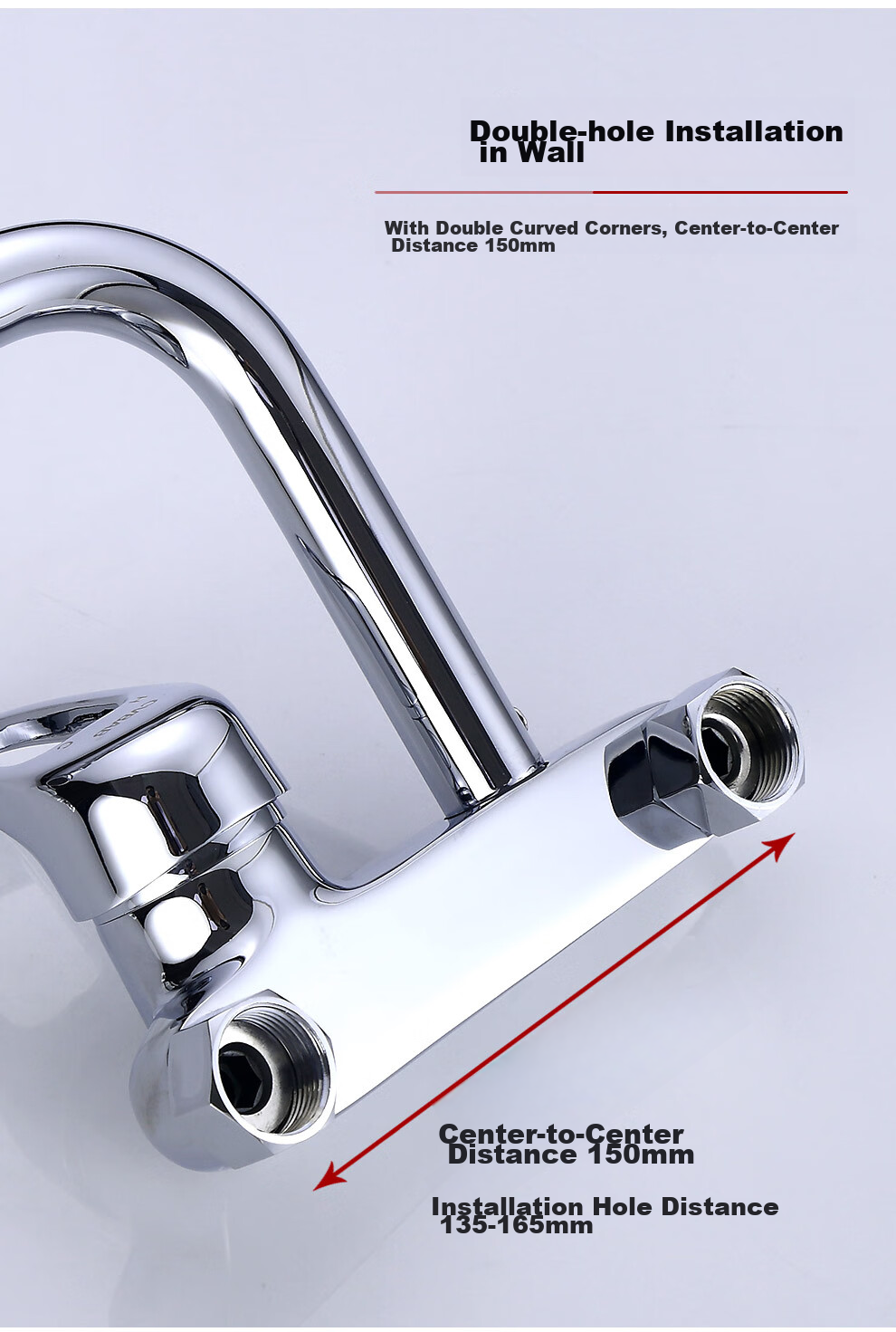 CVBAB All-Copper Main Body Wall-Mounted Kitchen Faucet, Hot And Cold Single Handle, Sink Mixer Valve, CV2205 9