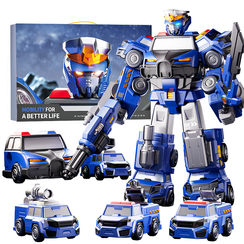 AoZhiJia Children's Toy, Birthday Gift for Boys Aged 3-6, Educational Magnetic Transforming Assembly Robot, Mecha Model