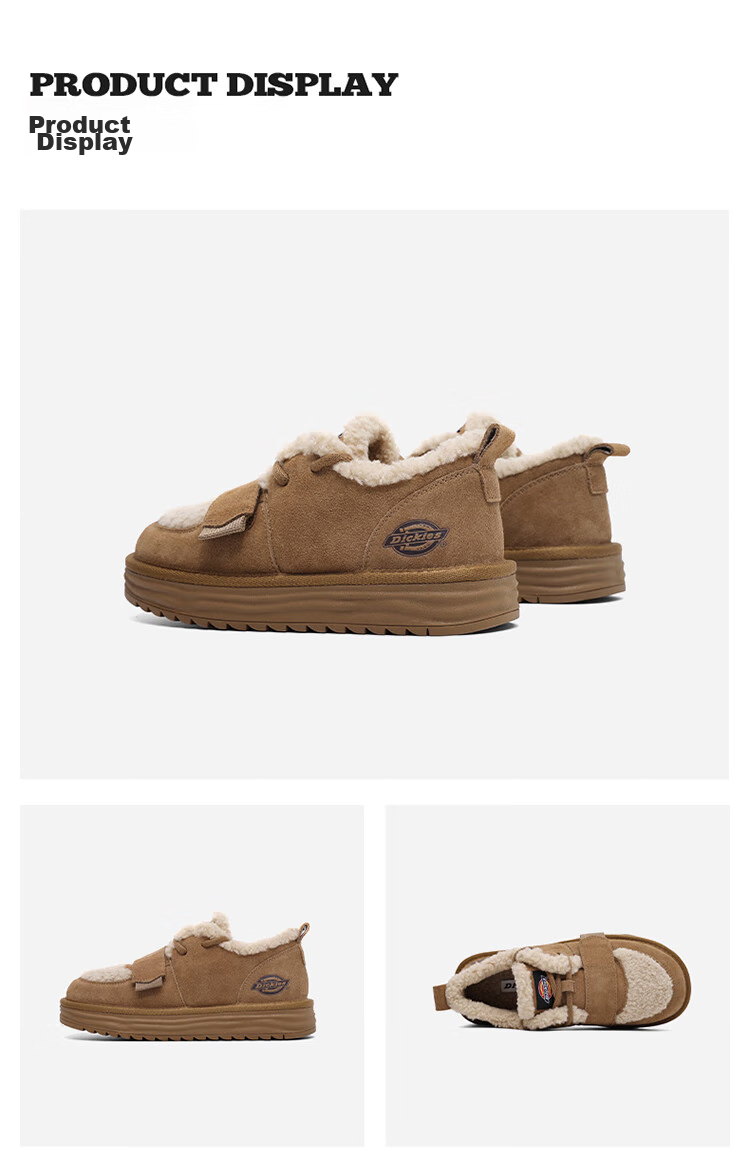 Dickies Women's Snow Boots, Comfortable Casual Flat Shoes, Fleece-Lined Thick Cotton Shoes, Yellow-Brown, Size 35 23