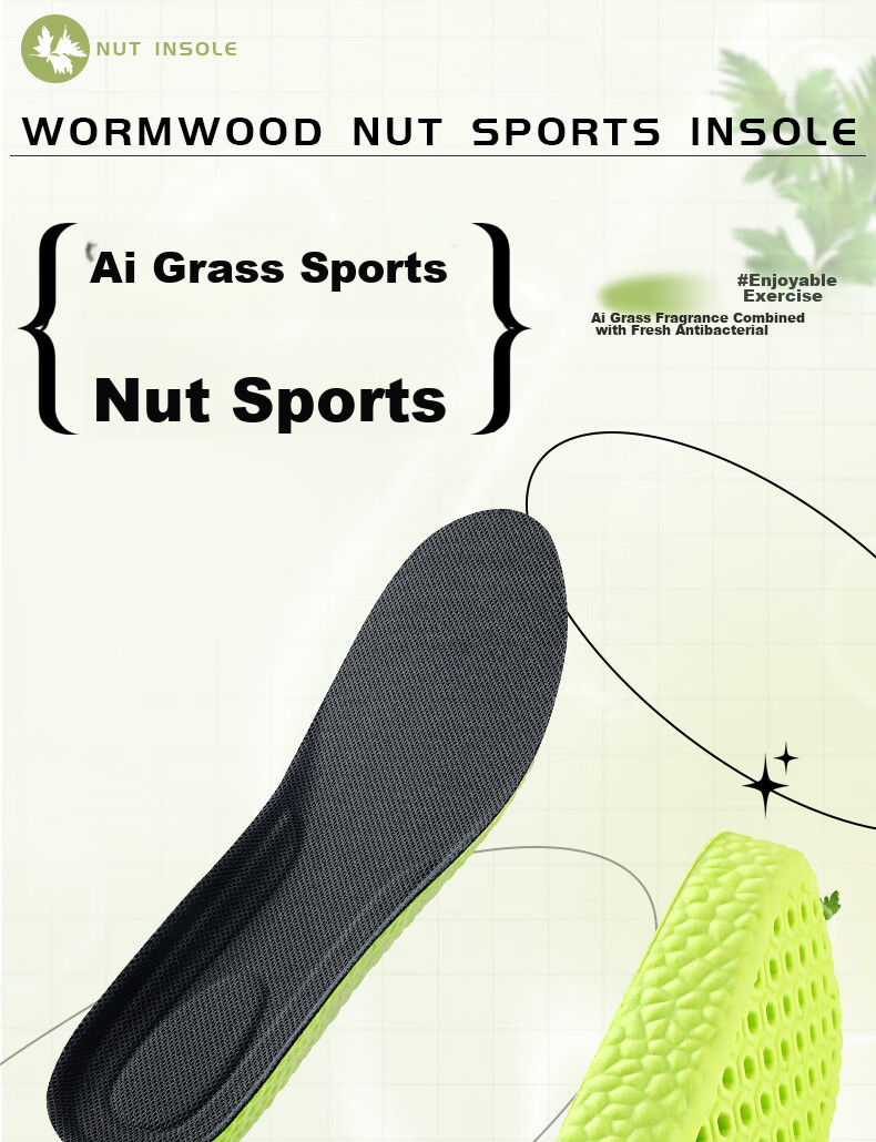 3AnGnI Antibacterial Insoles for Men, Sweat-Absorbing, Odor-Resistant, Soft And Elastic, Comfortable for Long-Standing, Shock-Absorbing, Wear-Resistant, Breathable, Specially Designed for Military Training, Suitable for Summer 1