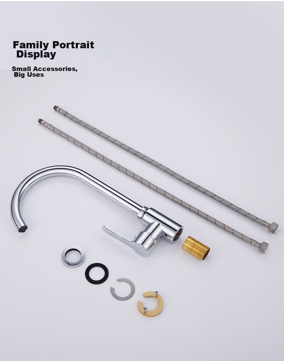 Larsd Kitchen Faucet, Sink Tap, Stainless Steel Sink Faucet, Double Temperature Hot And Cold Tap F065 13