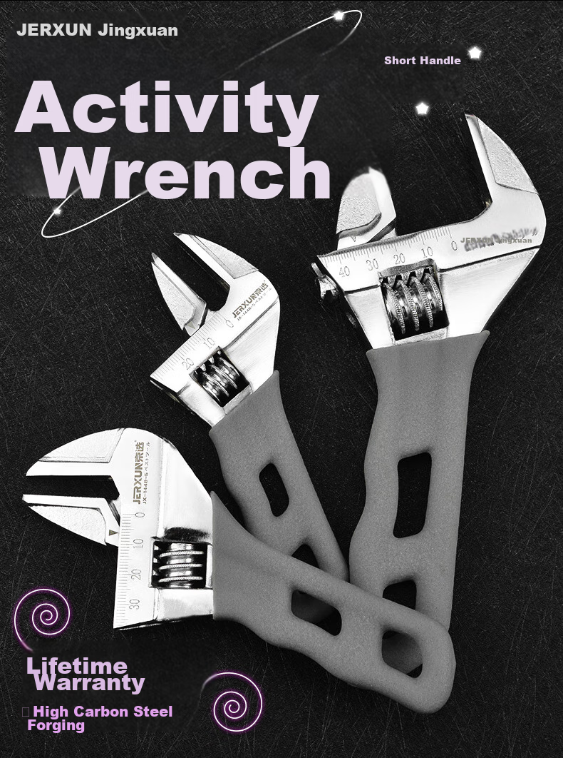 JERXUN Adjustable Wrench, Mini Short Handle, Wide Opening, Multi-Functional, Adjustable Spanner, Plumbing Pliers, Adjustable Wrench 1