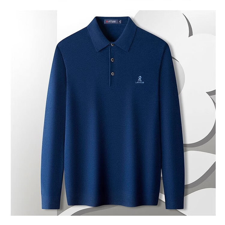 MONTAGUT Horse Year Greeting Autumn And Winter Men's Knit Sweater, Business Versatile Lapel Casual Sweater Men's T-Shirt, Navy Blue, XL 17
