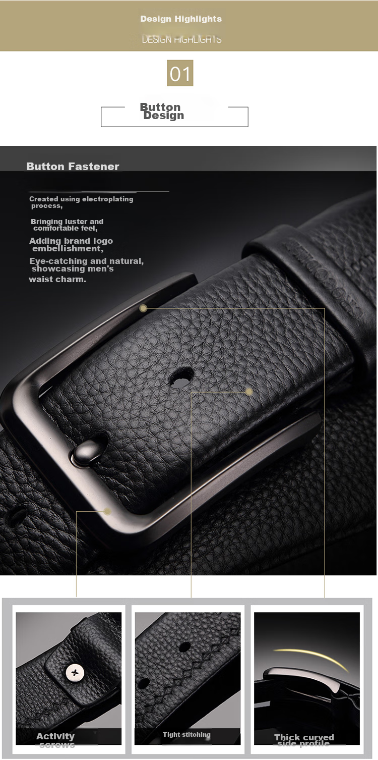 CROCODILE Men's Belt, Top-Grain Leather, Youth Fashion Soft Pin Buckle Belt, Casual Waistband 11468, Gift for Boyfriend 2